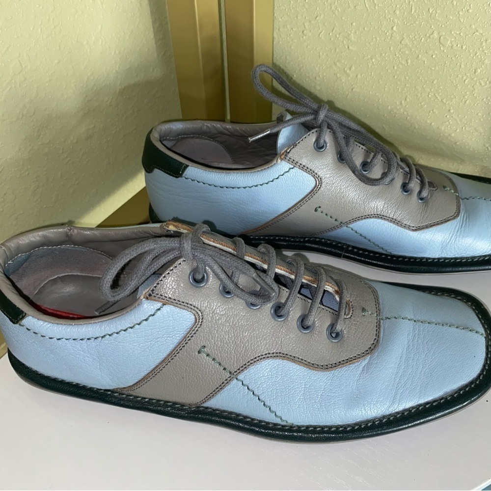 PRADA Rare Women’s Brogue Shoes Blue Bowling Lace Up Size 37 Retro Vintage Style